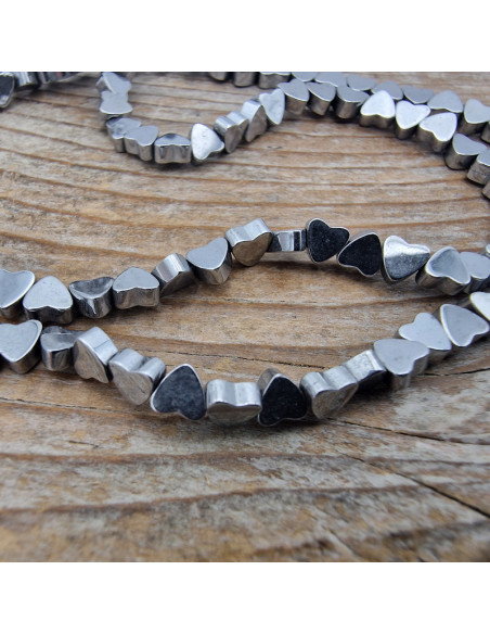 Blutsteinkette (Hämatit) Herz 4x4mm
