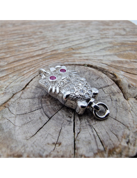 Schliesse Eule 18mm 925 Silber rhodiniert, Strass