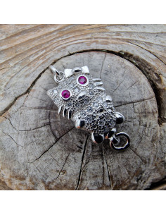 Schliesse Eule 18mm 925 Silber rhodiniert, Strass