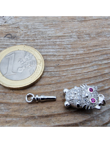 Schliesse Eule 18mm 925 Silber rhodiniert, Strass