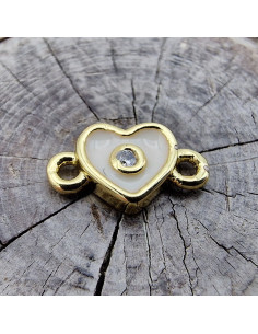 Zwischenteil-Link Herz, Strass 9mm, Messing goldfarben