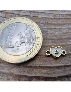 Zwischenteil-Link Herz, Strass 9mm, Messing goldfarben 2
