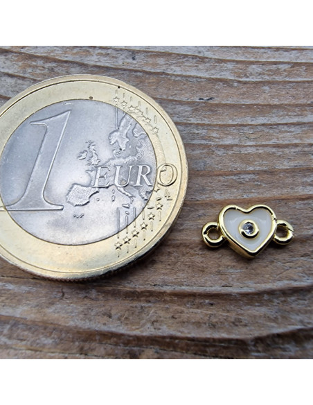 Zwischenteil-Link Herz, Strass 9mm, Messing goldfarben