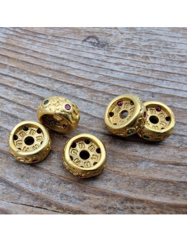 Zwischenteil, Scheibe 8x4mm Strass, Metall goldfarben