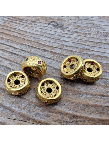 Zwischenteil, Scheibe 8x4mm Strass, Metall goldfarben