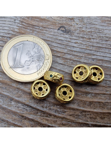 Zwischenteil, Scheibe 8x4mm Strass, Metall goldfarben