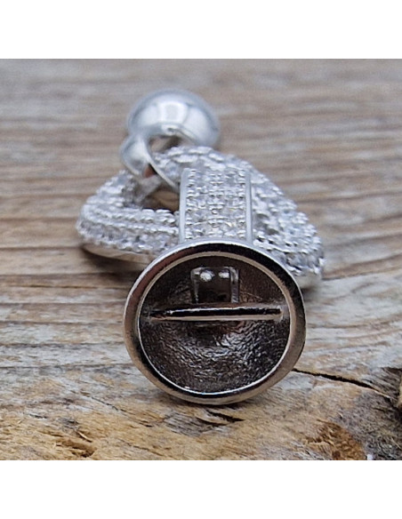 Schliesse 12x34mm 925 Silber rhodiniert, Strass