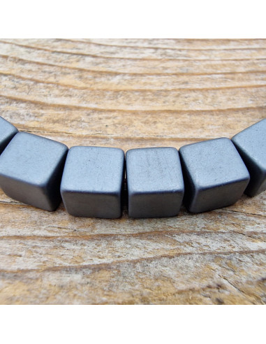 Blutsteinkette (Hämatit) matt 6x6mm