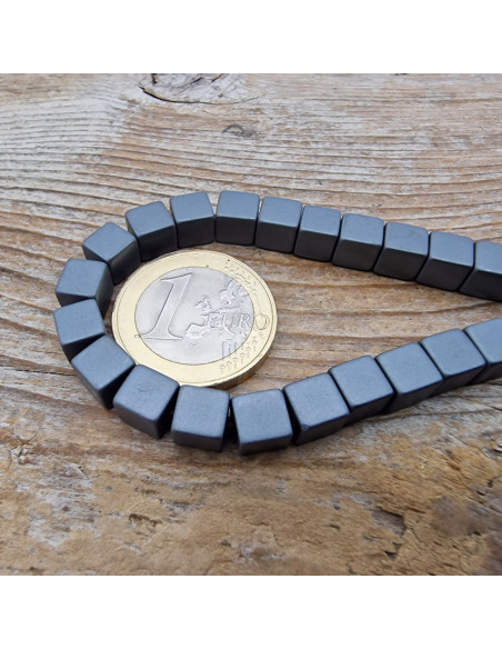 Blutsteinkette (Hämatit) matt 6x6mm