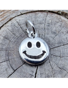 Charm Smiley 8mm, Metall rhodiumfarben