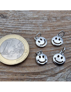 Charm Smiley 8mm, Metall rhodiumfarben 2