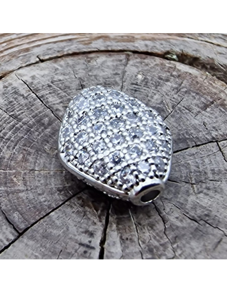 Zwischenteil Strass 10x8x5mm, Metall silberfarben