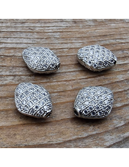 Zwischenteil Strass 10x8x5mm, Metall silberfarben