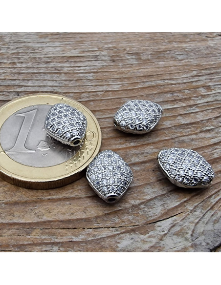 Zwischenteil Strass 10x8x5mm, Metall silberfarben
