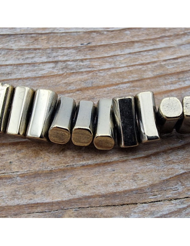 Blutsteinkette Gold (Hämatit) 6x3mm