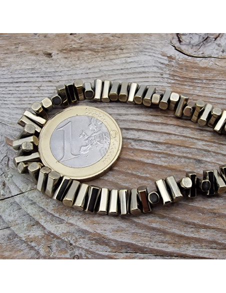 Blutsteinkette Gold (Hämatit) 6x3mm