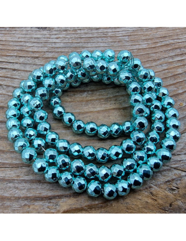 Blutsteinkette bunt (Hämatit) 4mm facettiert
