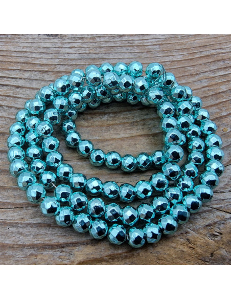 Blutsteinkette bunt (Hämatit) 4mm facettiert