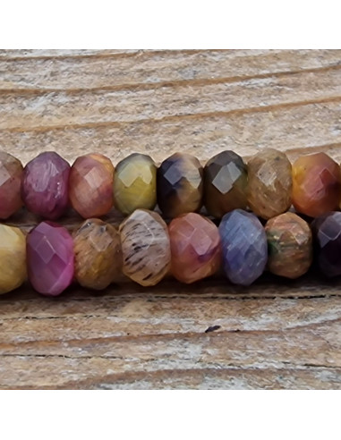 Tigeraugekette multicolor facettiert 4x2mm