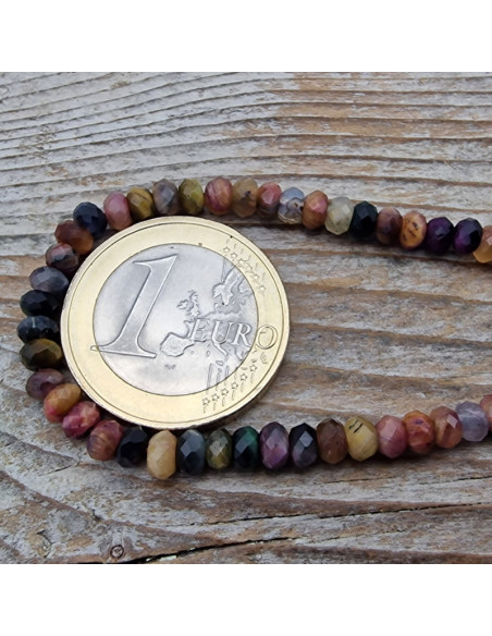 Tigeraugekette multicolor facettiert 4x2mm