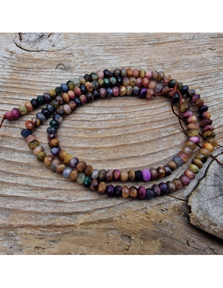 Tigeraugekette multicolor facettiert 4x2mm