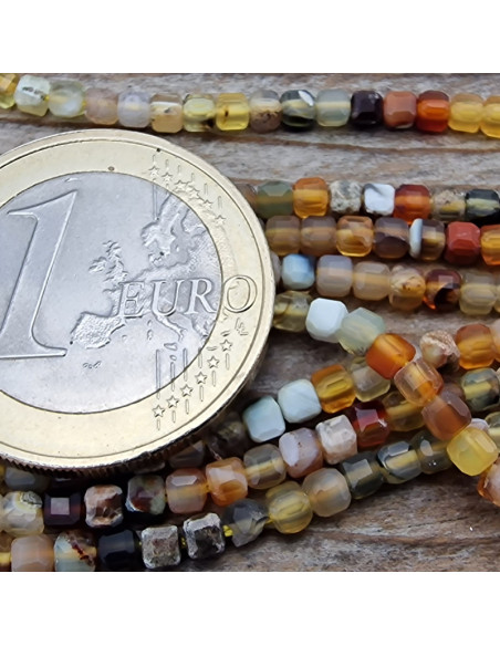 Achat-Carneolkette facettiert 2x2mm