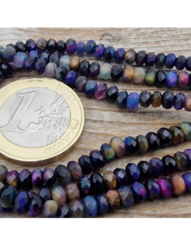 Tigeraugekette multicolor facettiert 4x2mm