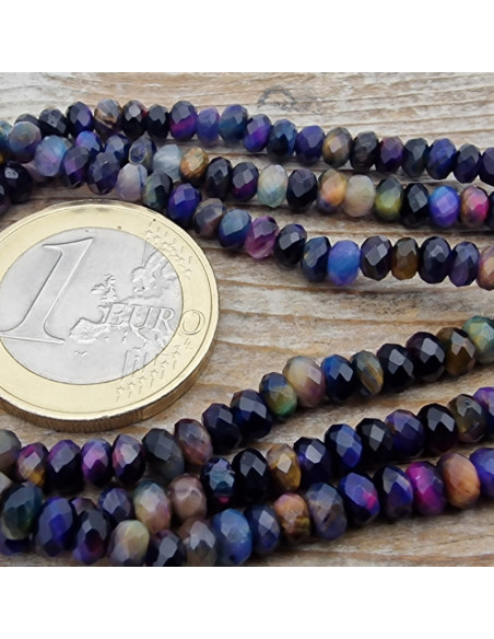 Tigeraugekette multicolor facettiert 4x2mm