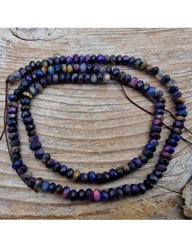 Tigeraugekette multicolor facettiert 4x2mm