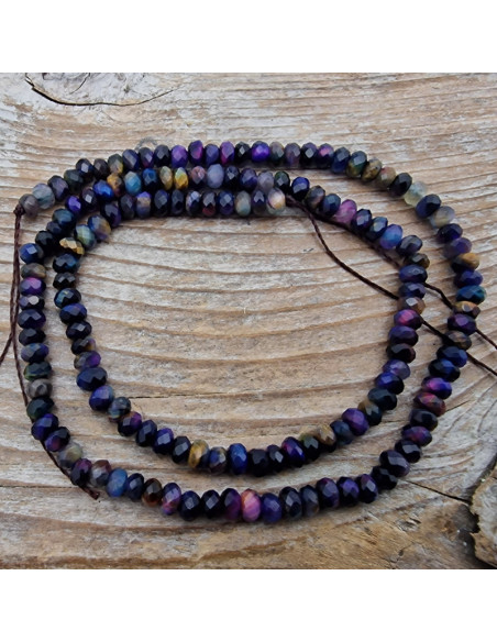 Tigeraugekette multicolor facettiert 4x2mm