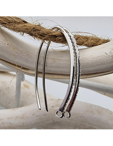 2 Stk. Ohrhaken 29mm, 925 Silber rhodiniert, Strass