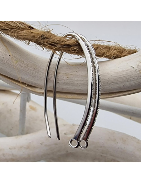 2 Stk. Ohrhaken 29mm, 925 Silber rhodiniert, Strass