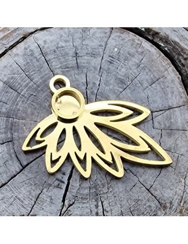 Charm Lotus 12x17mm, Edelstahl gold