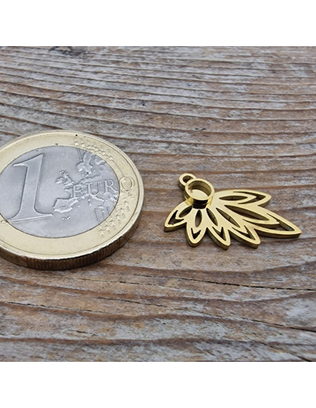 Charm Lotus 12x17mm, Edelstahl gold