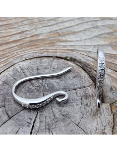 2 Stk. Ohrhaken 13mm, 925 Silber rhodiniert, Strass