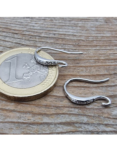 2 Stk. Ohrhaken 13mm, 925 Silber rhodiniert, Strass 2