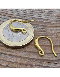 2 Stk. Ohrhaken 13mm, 925 Silber vergoldet, Strass 2