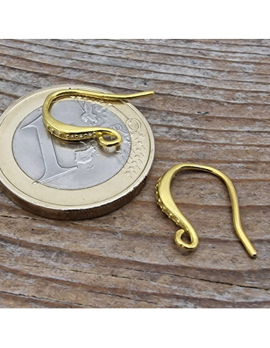 2 Stk. Ohrhaken 13mm, 925 Silber vergoldet, Strass