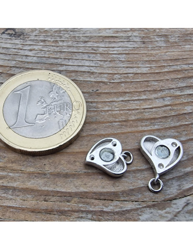 Magnetschliesse Herz 9x12mm, 925 Silber rhodiniert