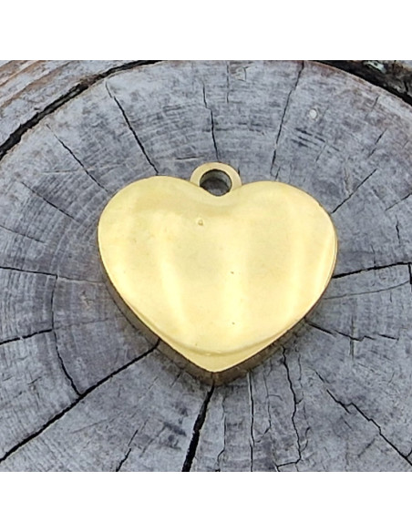 Charm Herz/Perlmutt 11mm, Edelstahl gold