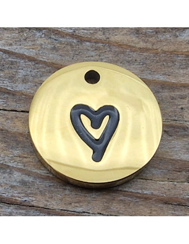 Charm Herz 14mm, Edelstahl gold