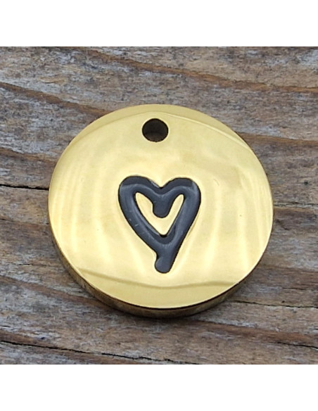 Charm Herz 14mm, Edelstahl gold