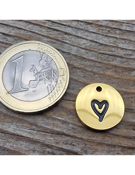 Charm Herz 14mm, Edelstahl gold