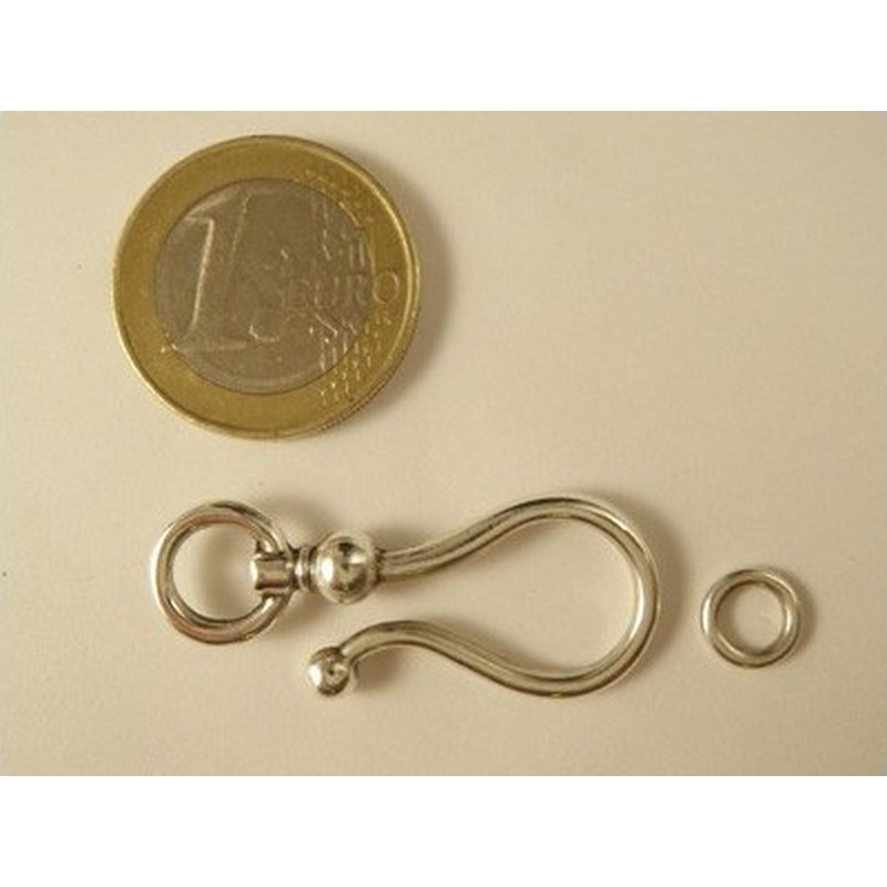 Hakenschliesse 37mm, Metall silberfarben