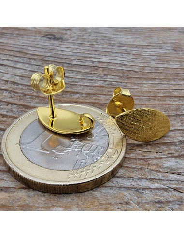 2 Stk. Ohrstecker 7x13mm mit Öse, 925 Silber vergoldet