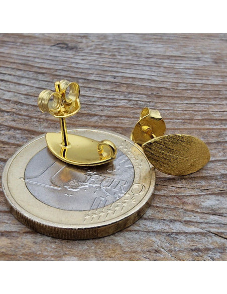 2 Stk. Ohrstecker 7x13mm mit Öse, 925 Silber vergoldet