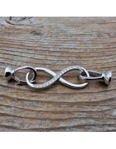 Schliesse 47mm, 925 Silber rhodiniert, Strass