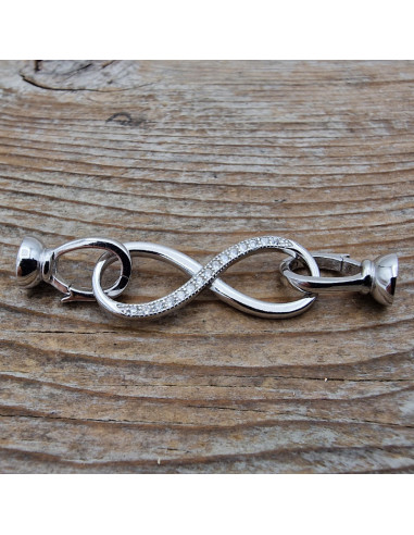 Schliesse 47mm, 925 Silber rhodiniert, Strass