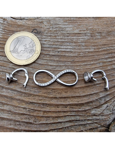 Schliesse 47mm, 925 Silber rhodiniert, Strass