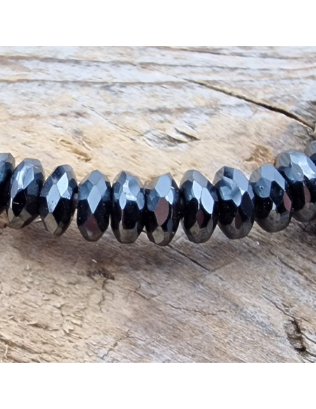 Blutsteinkette (Hämatit) 4x2mm facettiert